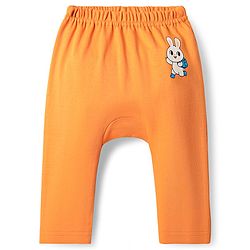 Babyhug Cotton Knit Full Length Diaper Leggings With Stripes & Animal Print Pack Of 3 - Orange Blue & Light Blue