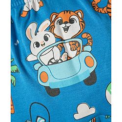 Babyhug Cotton Knit Full Length Diaper Leggings With Stripes & Animal Print Pack Of 3 - Orange Blue & Light Blue