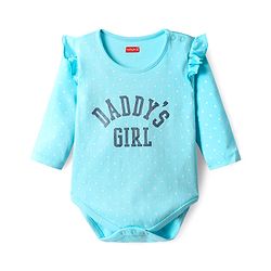 Babyhug 100% Cotton Interlock Knit Full Sleeve Onesie with Daddy's Girl Print - Light Blue