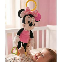 Babyhug Disney 29 cm Minnie Mouse Activity Plush Hanging Toy with Teether, Rattle & Crinkle Ear | Toy for Crib, Stroller & Car Seat | Supports Sensory Development | BIS Certified