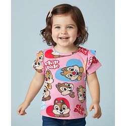 Babyhug Disney Single Jersey Knit Half Sleeves T-Shirt with Chip n Dale Graphics - Pink