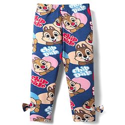 Babyhug Disney Lycra Knit Full Length Leggings with Chip n Dale Graphics & Bow Applique - Navy Blue