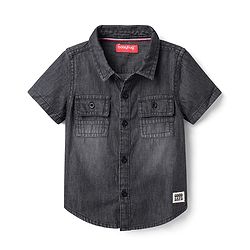 Babyhug Cotton Woven Half Sleeve Denim Washed Shirt - Black