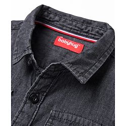 Babyhug Cotton Woven Half Sleeve Denim Washed Shirt - Black