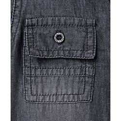Babyhug Cotton Woven Half Sleeve Denim Washed Shirt - Black