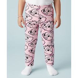 Babyhug Disney 100% Cotton Full Length Leggings With Chip N Dale Print - Pink