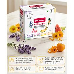 Babyhug Hydrating Bathing Bars with 99% Pure Glycerin & Coconut Oil 75 g -Pack of 4