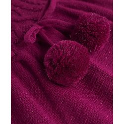Babyhug Sweater Knit Full Sleeves Woollen Dress with Cable Knit Design - Burgandy