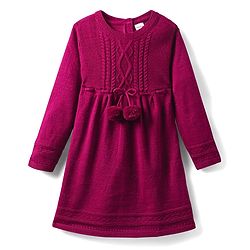 Babyhug Sweater Knit Full Sleeves Woollen Dress with Cable Knit Design - Burgandy
