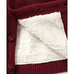 Babyhug Knit Full Sleeves Hooded Front Open Sweater with Bear Patch - Dark Red