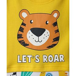 Babyhug 100% Cotton Interlock Knit Half Sleeves Romper with Animal Print - Yellow
