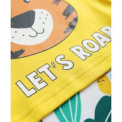 Babyhug 100% Cotton Interlock Knit Half Sleeves Romper with Animal Print - Yellow