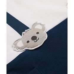 Babyhug 100% Cotton Interlock Knit Half Sleeves Collared Romper with Koala Patch - Navy Blue