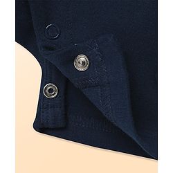 Babyhug 100% Cotton Interlock Knit Half Sleeves Collared Romper with Koala Patch - Navy Blue