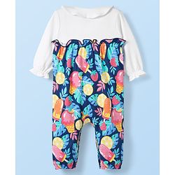 Babyhug 100% Cotton Interlock Knit Full Sleeves Romper with Tropical Theme Print - Multicolor