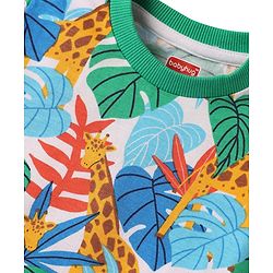 Babyhug Single Jersey Knit Half Sleeves T-Shirt & Shorts Set with Jungle Theme Print - Mint