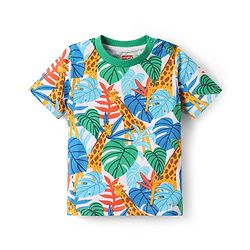 Babyhug Single Jersey Knit Half Sleeves T-Shirt & Shorts Set with Jungle Theme Print - Mint