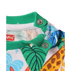Babyhug Single Jersey Knit Half Sleeves T-Shirt & Shorts Set with Jungle Theme Print - Mint