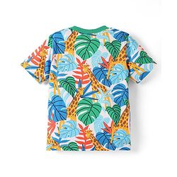 Babyhug Single Jersey Knit Half Sleeves T-Shirt & Shorts Set with Jungle Theme Print - Mint