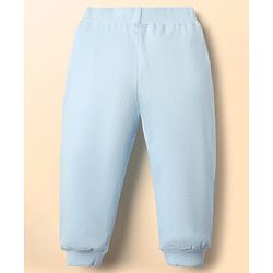 Babyhug Cotton Terry Knit Full Length Lounge Pants With Rainbow Applique - Light Blue
