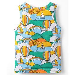 Babyhug 100% Cotton Knit Sleeveless Air Balloon & Boat Printed Sando Vests Pack of 3 - Multicolor