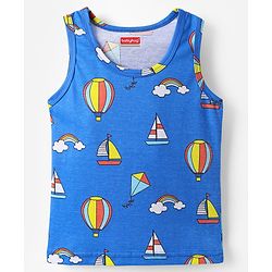 Babyhug 100% Cotton Knit Sleeveless Air Balloon & Boat Printed Sando Vests Pack of 3 - Multicolor