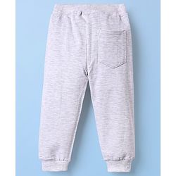 Babyhug Cotton Terry Knit Full Length Lounge Pants With Text Print - Grey