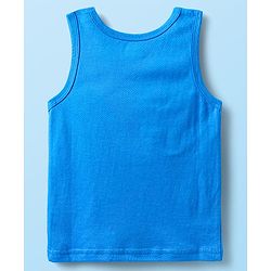 Babyhug 100% Knit Sleeveless Striped & Animal Printed Sando Vests Pack of 3 - Blue White & Yellow