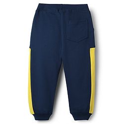 Babyhug Cotton Terry Knit Full Length Lounge Pant With Number Print - Navy Blue