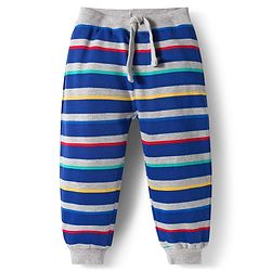 Babyhug Terry Knit Full Length Lounge Pant With Stripes Pack Of 2 - Blue & Navy Blue