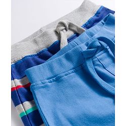 Babyhug Terry Knit Full Length Lounge Pant With Stripes Pack Of 2 - Blue & Navy Blue