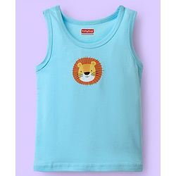 Babyhug 100% Cotton Sleeveless Vests With Stripes & Animal Print Pack Of 3 - Light Blue White & Yellow