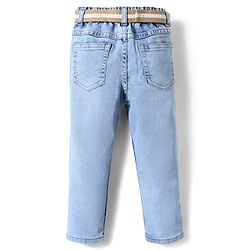 Babyhug Denim Full Length Washed Jeans With Stretch & Belt - Blue