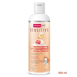 Babyhug Pro Sensitive pH 5.5 Peach Milk Lotion - 100 ml | 24 Hr Moisturisation | Skin Deep Hydration | Light Weight | Paediatrician & Dermatologist Tested | Safe Hypoallergenic Formula | 0+ m