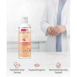 Babyhug Pro Sensitive pH 5.5 Peach Milk Lotion - 100 ml | 24 Hr Moisturisation | Skin Deep Hydration | Light Weight | Paediatrician & Dermatologist Tested | Safe Hypoallergenic Formula | 0+ m