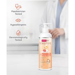 Babyhug Pro Sensitive pH 5.5 Peach Milk Lotion - 100 ml | 24 Hr Moisturisation | Skin Deep Hydration | Light Weight | Paediatrician & Dermatologist Tested | Safe Hypoallergenic Formula | 0+ m