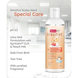 Babyhug Pro Sensitive pH 5.5 Peach Milk Shampoo - 100 ml | No Tears | Mild Cleansing | Soft & Shiny Hair | Easy Rinse Off | Safe Hypoallergenic Formula | Paediatrician & Dermatologist Tested | 0+ m