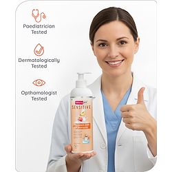 Babyhug Pro Sensitive pH 5.5 Peach Milk Shampoo - 100 ml | No Tears | Mild Cleansing | Soft & Shiny Hair | Easy Rinse Off | Safe Hypoallergenic Formula | Paediatrician & Dermatologist Tested | 0+ m