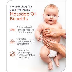 Babyhug Pro Sensitive Peach Massage Oil with Coconut - 200 ml | Deep Nourishment | Sensitive Skin | Paediatrician & Dermatologist Tested | Safe Hypoallergenic Formula | 0+ m