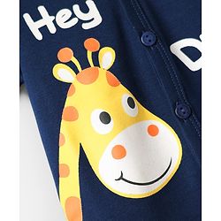 Babyhug 100% Cotton Half Sleeves Front Open Jhablas With Stripes & Animals Print Pack Of 3 - Navy Blue White & Light Blue.