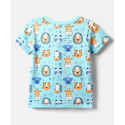 Babyhug 100% Cotton Half Sleeves Front Open Jhablas With Stripes & Animals Print Pack Of 3 - Navy Blue White & Light Blue.