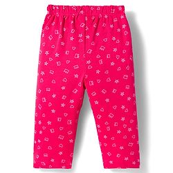 Babyhug Cotton Knit Full Sleeves Co-ords Night Suit With Floral Print - Pink