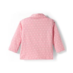 Babyhug Cotton Knit Full Sleeves Co-ords Night Suit with Polka Dots Print - Pink