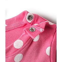 Babyhug Cotton Knit Full Sleeves Co-ords Night Suit with Polka Dots Print - Pink