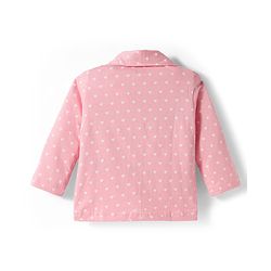 Babyhug Cotton Knit Full Sleeves Co-ords Night Suit with Polka Dots Print - Pink