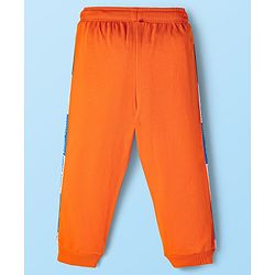 BABYHUG Single Jersey Knitted Full Sleeves T-Shirt & Pant Set With Mickey Mouse Graphic - Orange & White