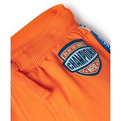 BABYHUG Single Jersey Knitted Full Sleeves T-Shirt & Pant Set With Mickey Mouse Graphic - Orange & White