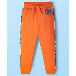 BABYHUG Single Jersey Knitted Full Sleeves T-Shirt & Pant Set With Mickey Mouse Graphic - Orange & White
