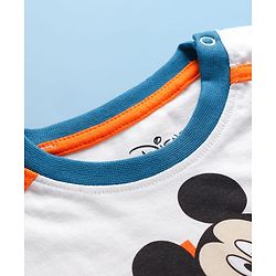 BABYHUG Single Jersey Knitted Full Sleeves T-Shirt & Pant Set With Mickey Mouse Graphic - Orange & White