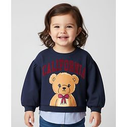 Babyhug Fleece Knit Full Sleeves Sweatshirt With Graphics - Navy Blue